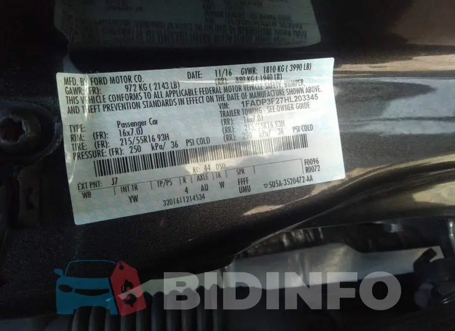 1FADP3F27HL203345 Photo# 9