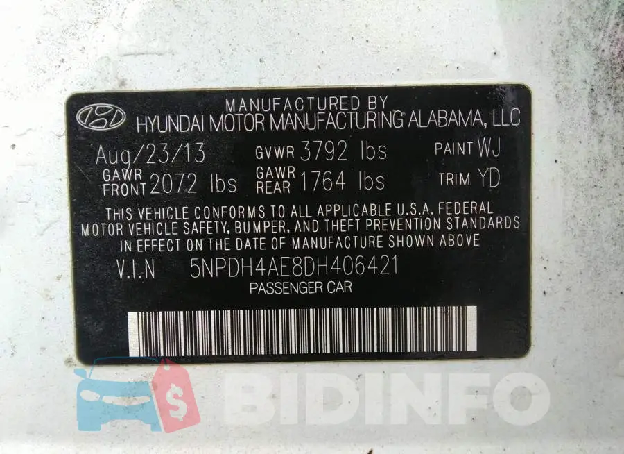 5NPDH4AE8DH406421 Photo# 9