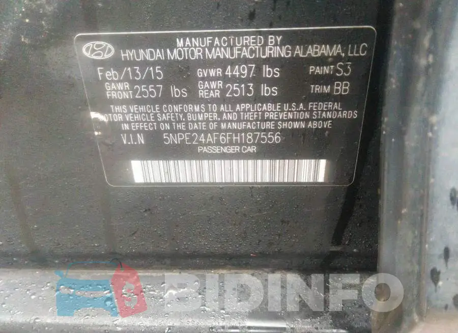 5NPE24AF6FH187556 Photo# 9