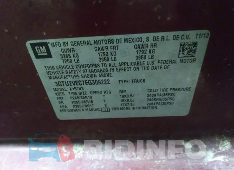 3GTU2VEC7EG309222 Photo# 9