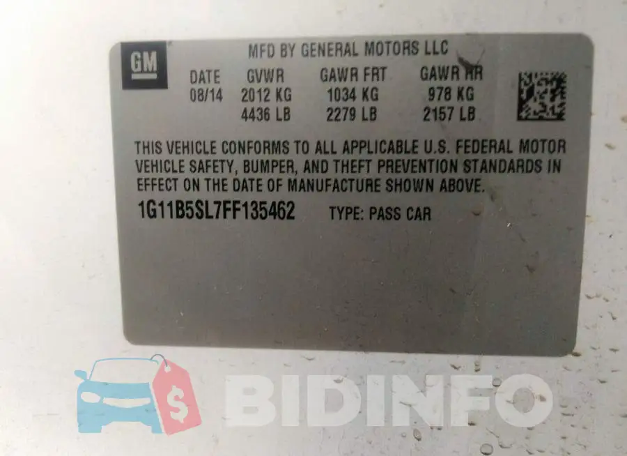 1G11B5SL7FF135462 Photo# 9