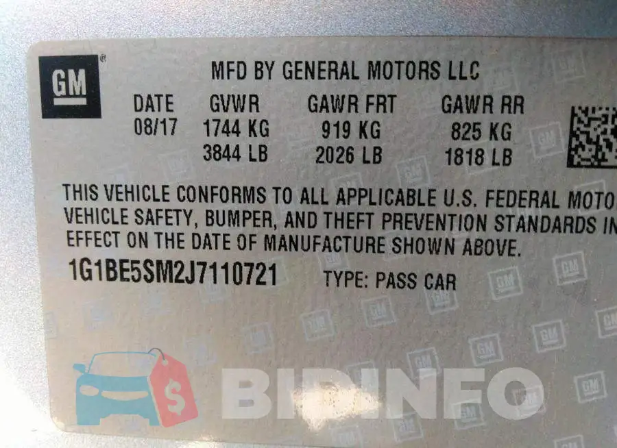 1G1BE5SM2J7110721 Photo# 9