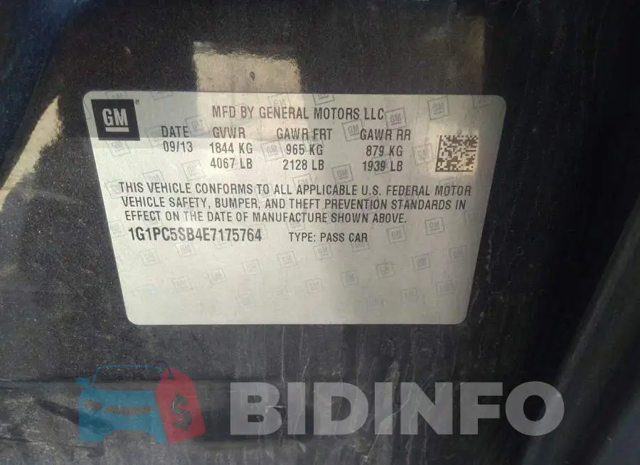 1G1PL5SB4E7175764 Photo# 9