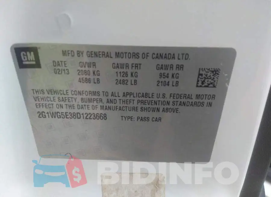 2G1WG5E38D1223668 Photo# 9