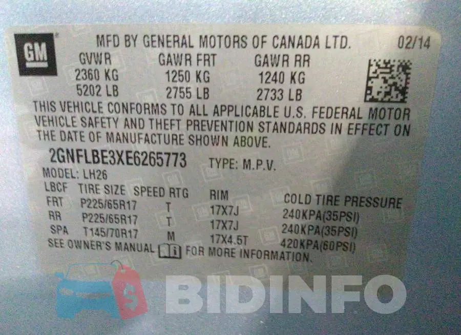 2GNFLBE3XE6265773 Photo# 9