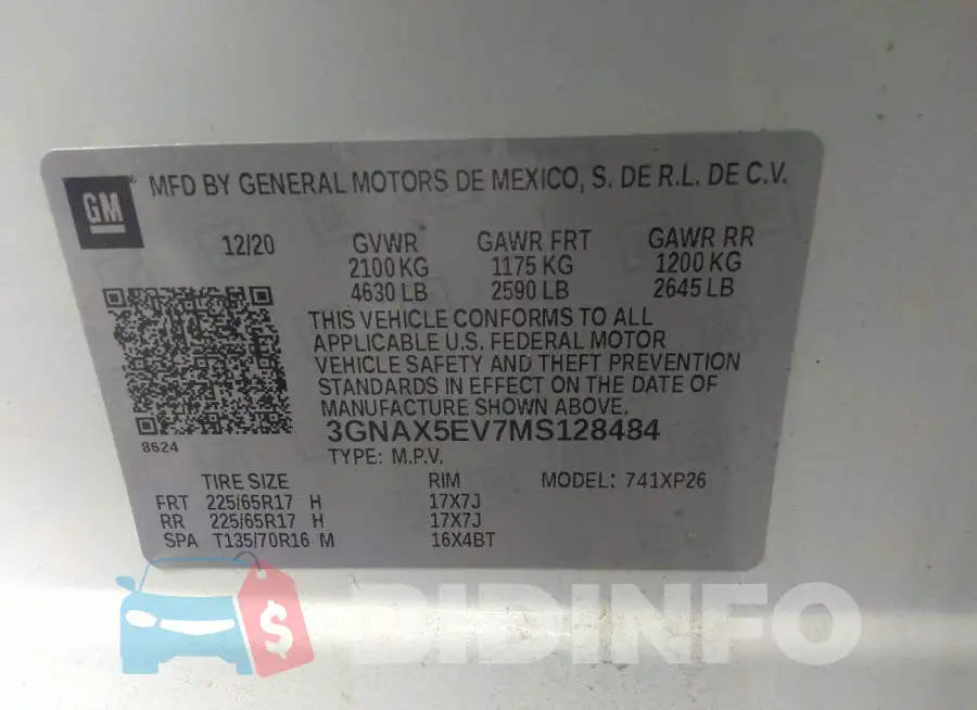 3GNAX5EV7MS128484 Photo# 9