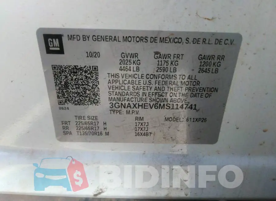 3GNAXHEV6MS114741 Photo# 9