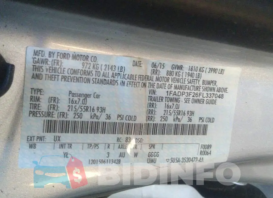 1FADP3F26FL337048 Photo# 9