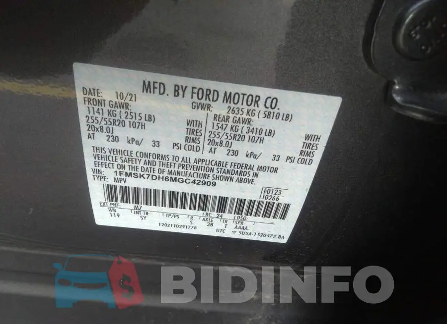 1FMSK7DH6MGC42909 Photo# 9