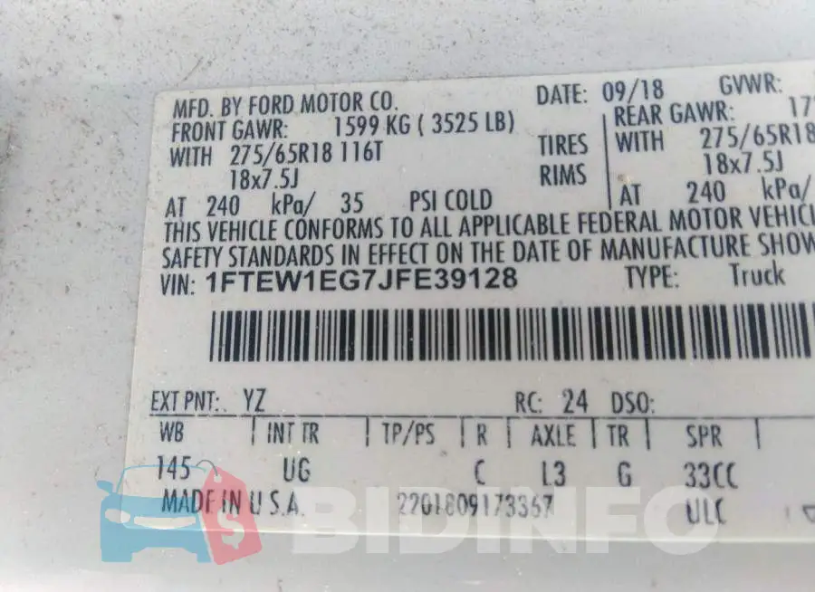 1FTEW1EG7JFE39128 Photo# 9