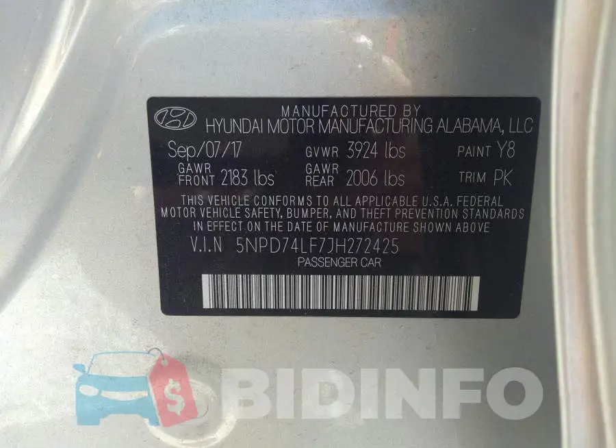 5NPD74LF7JH272425 Photo# 9