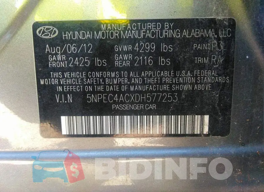 5NPEC4ACXDH577253 Photo# 9