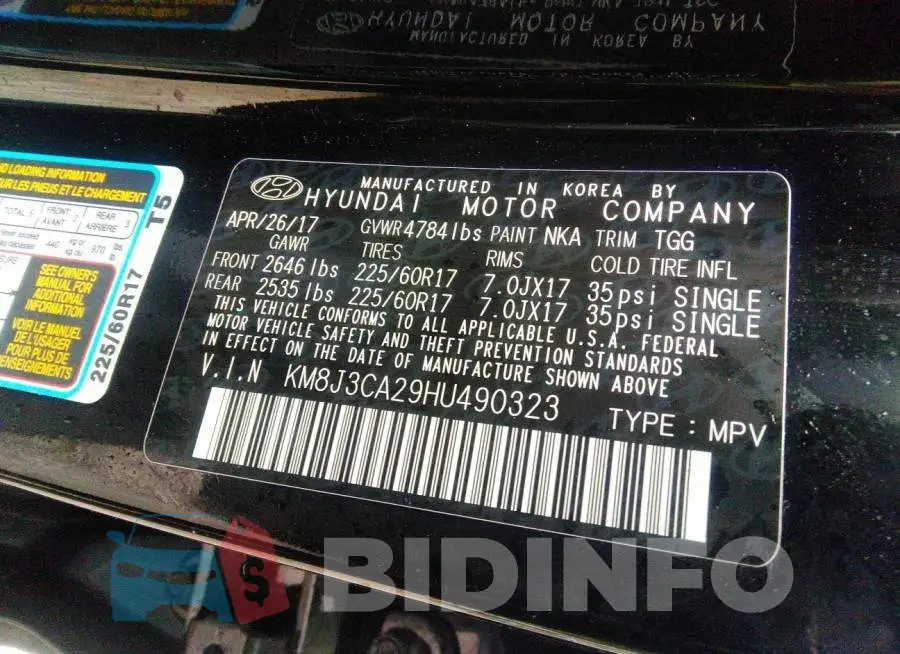 KM8J3CA29HU490323 Photo# 9