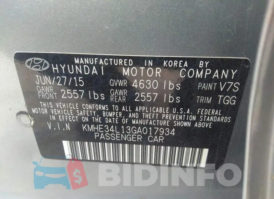 KMHE34L13GA017934 Photo# 9
