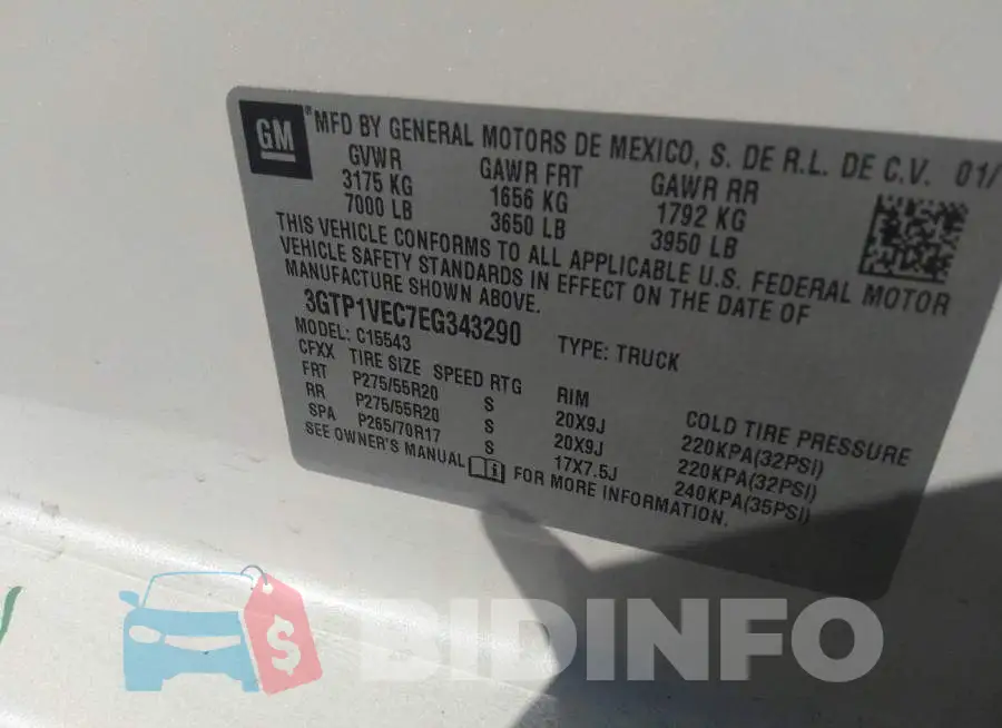 3GTP1VEC7EG343290 Photo# 9