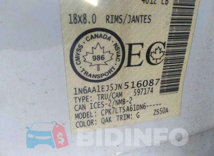 1N6AA1EJ5JN516087 Photo# 9