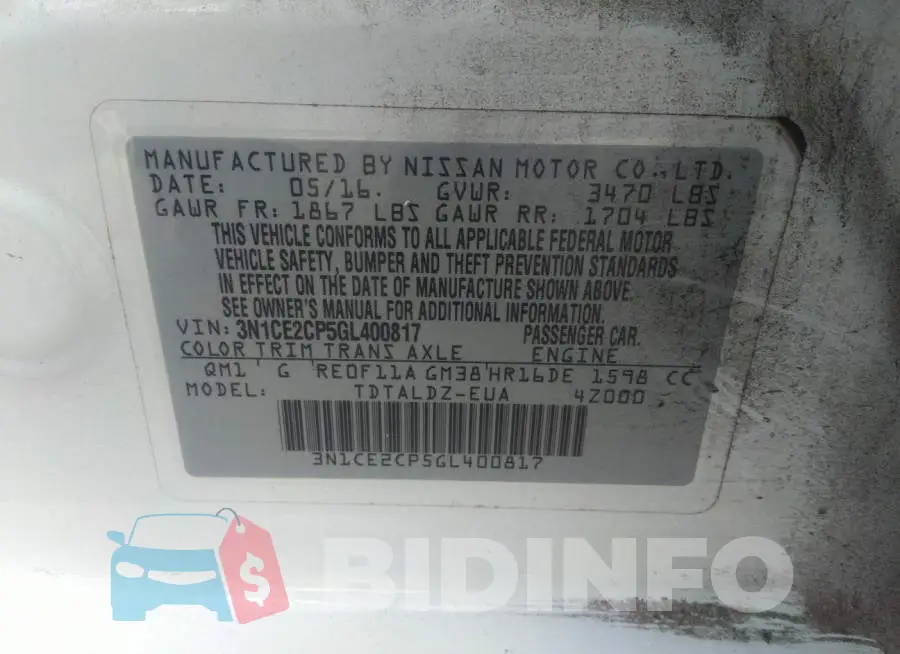 3N1CE2CP5GL400817 Photo# 9