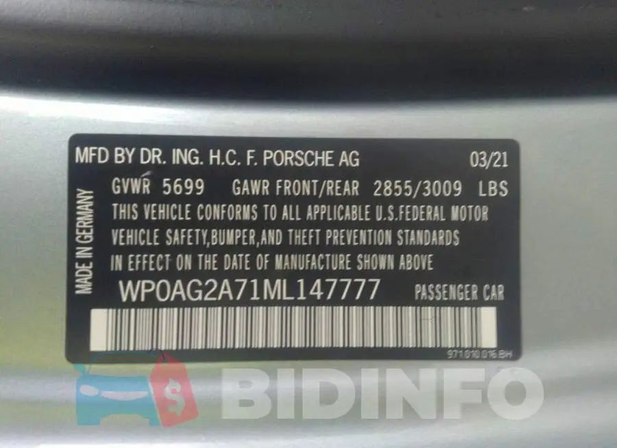 WP0AG2A71ML147777 Photo# 9