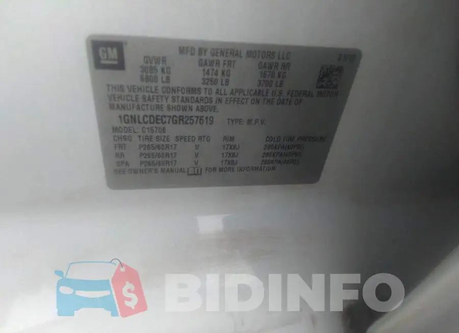 1GNLCDEC7GR257619 Photo# 9