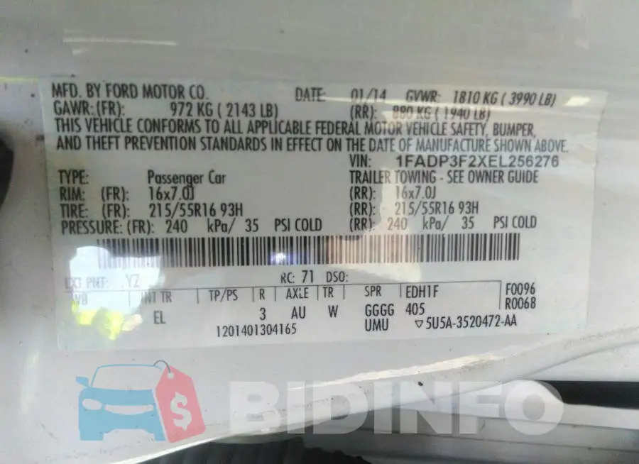 1FADP3F2XEL256276 Photo# 9