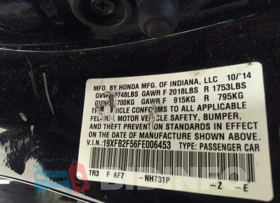 19XFB2F56FE006453 Photo# 9
