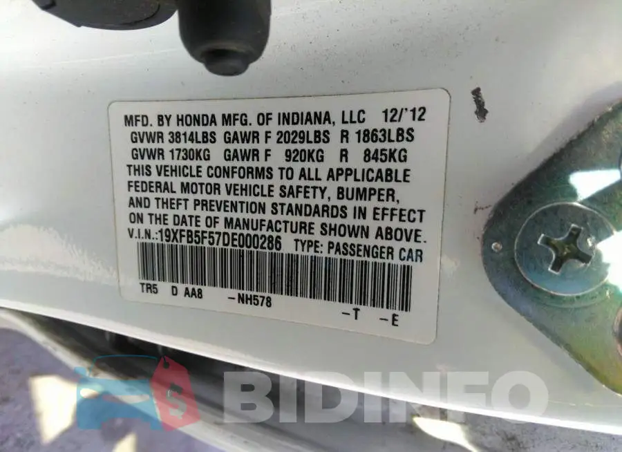 19XFB5F57DE000286 Photo# 9