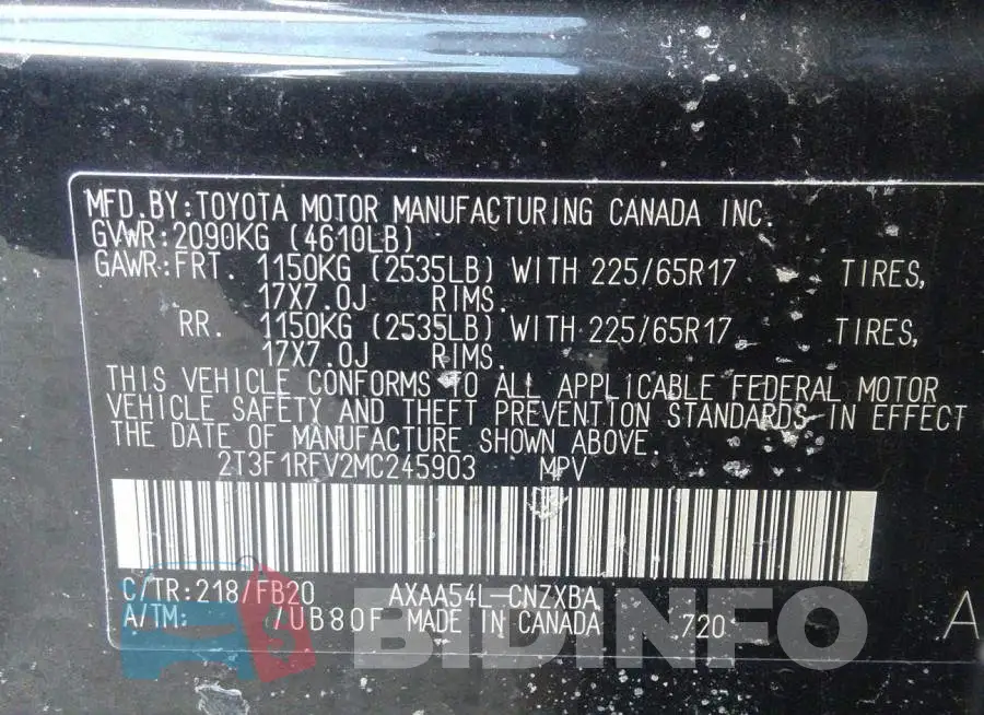 2T3F1RFV2MC245903 Photo# 9