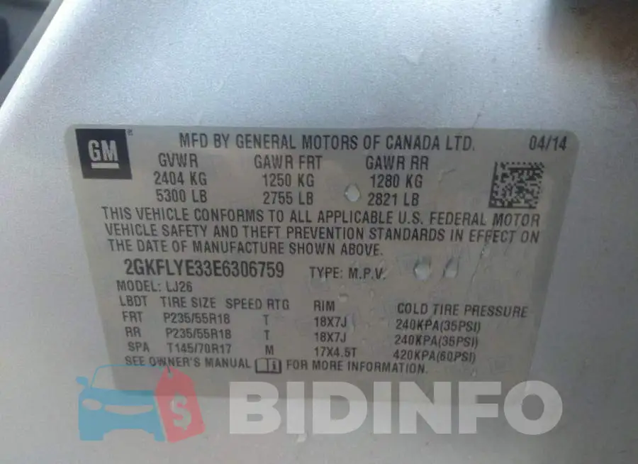 2GKFLYE33E6306759 Photo# 9