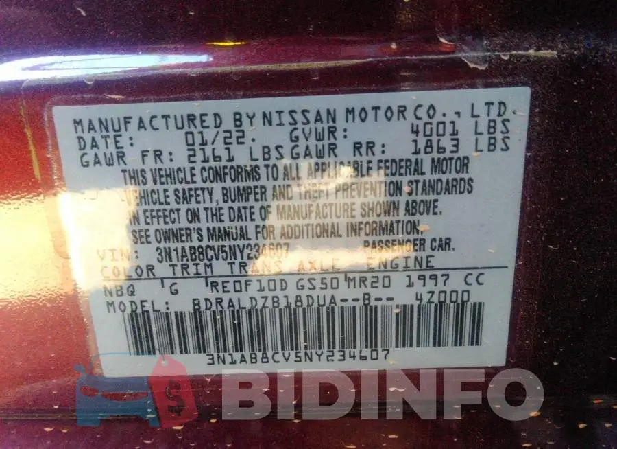 3N1AB8CV5NY234607 Photo# 9