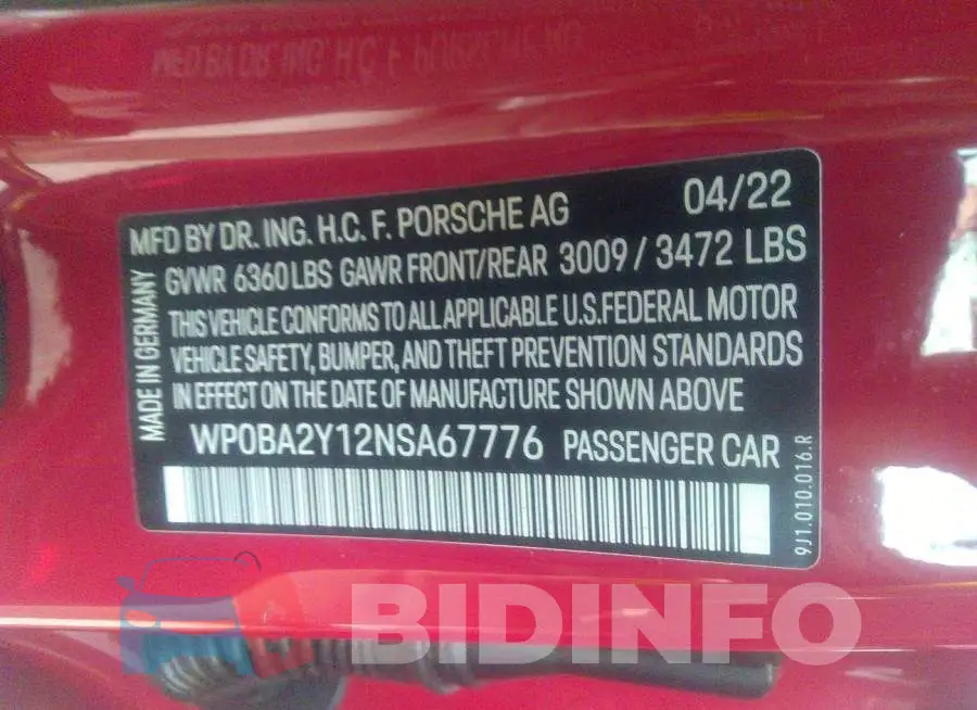 WP0BA2Y12NSA67776 Photo# 9