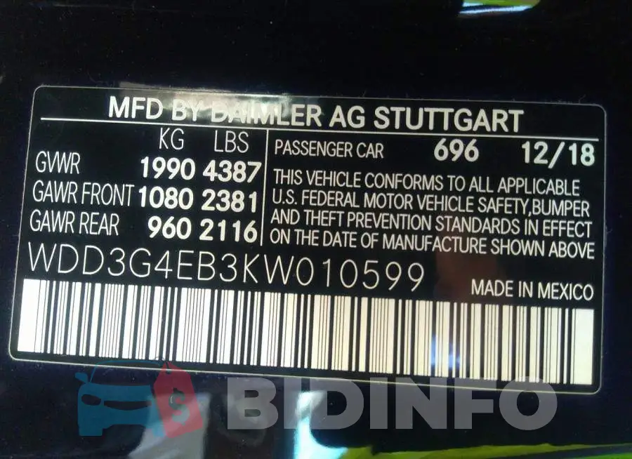 WDD3G4EB3KW010599 Photo# 9