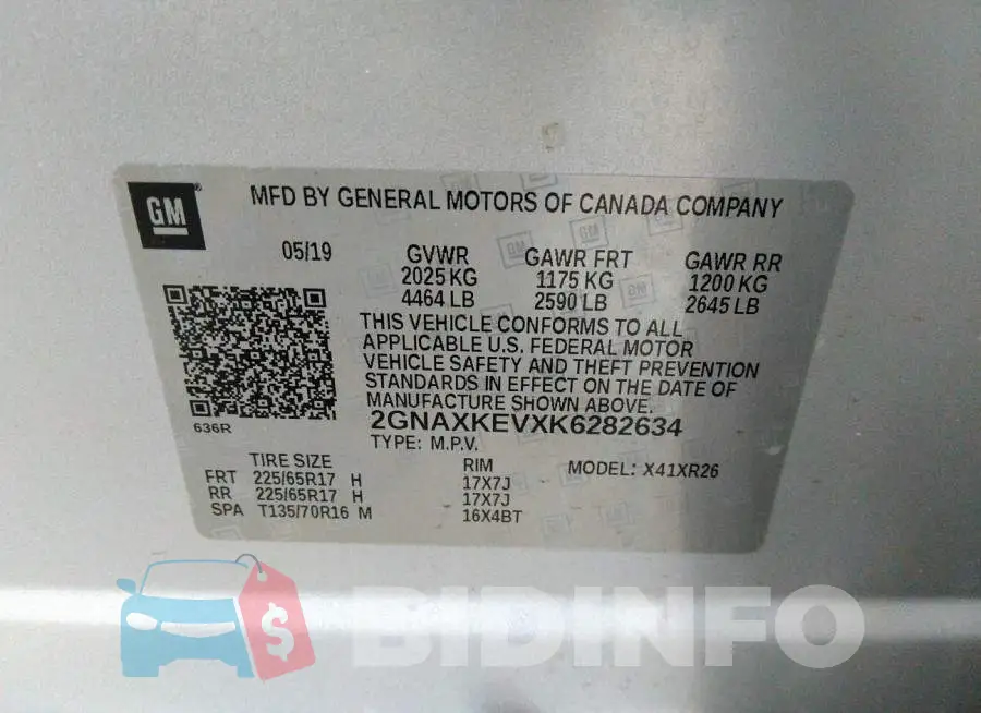 2GNAXKEVXK6282634 Photo# 9
