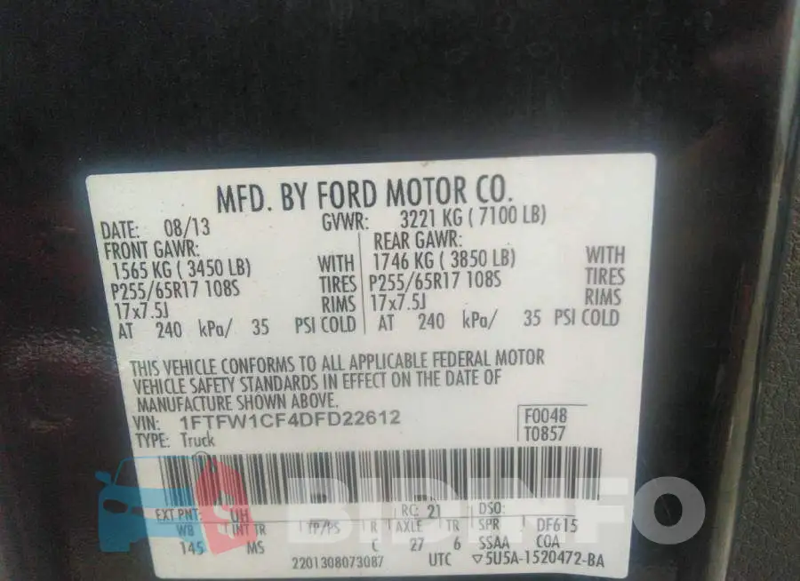 1FTFW1CF4DFD22612 Photo# 8