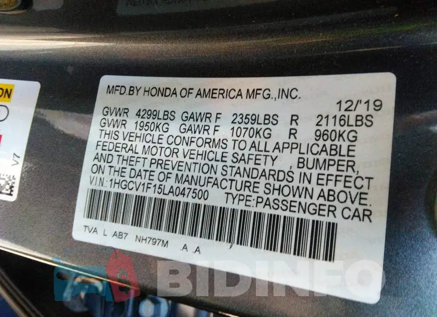 1HGCV1F15LA047500 Photo# 9
