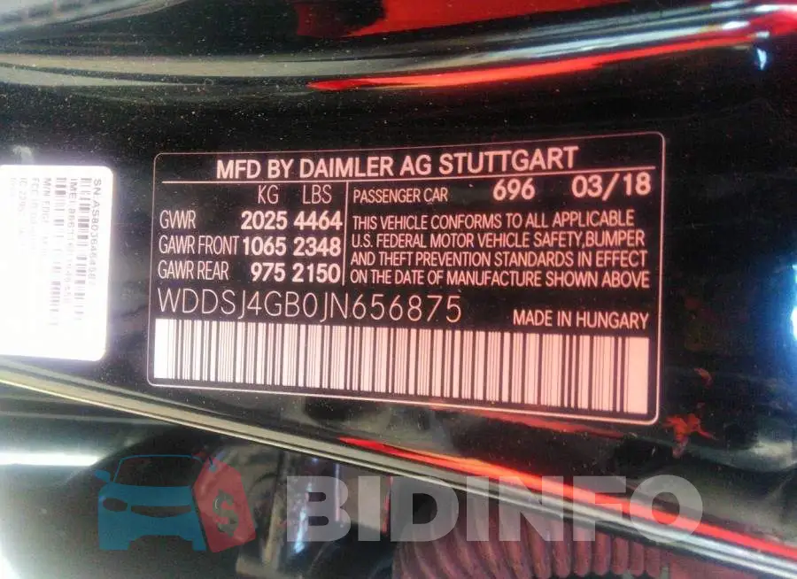 WDDSJ4GB0JN656875 Photo# 9
