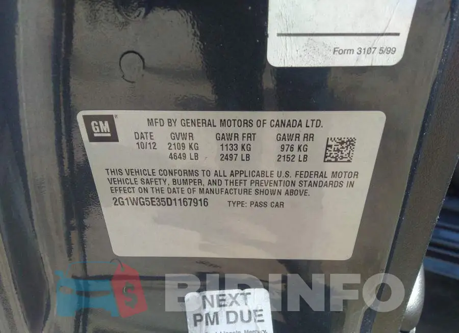 2G1WG5E35D1167916 Photo# 9