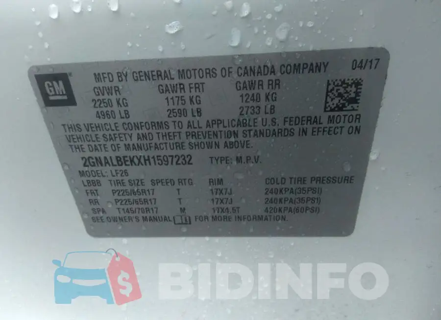 2GNALBEKXH1597232 Photo# 9
