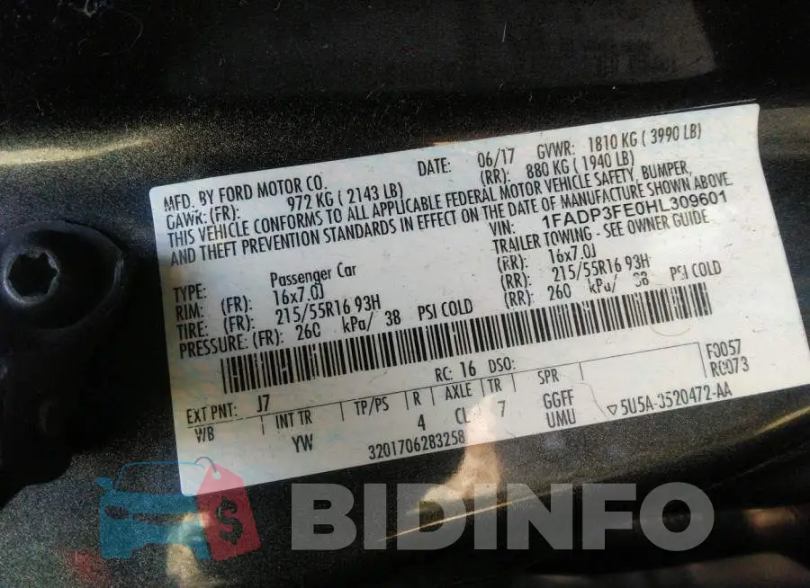 1FADP3FE0HL309601 Photo# 9