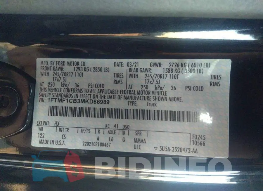 1FTMF1CB3MKD86989 Photo# 8