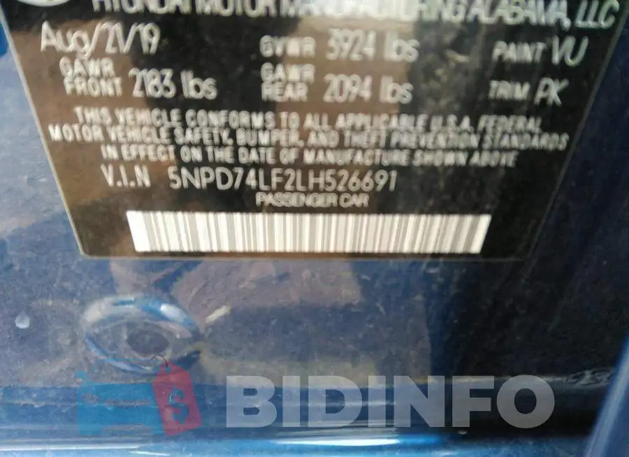 5NPD74LF2LH526691 Photo# 9