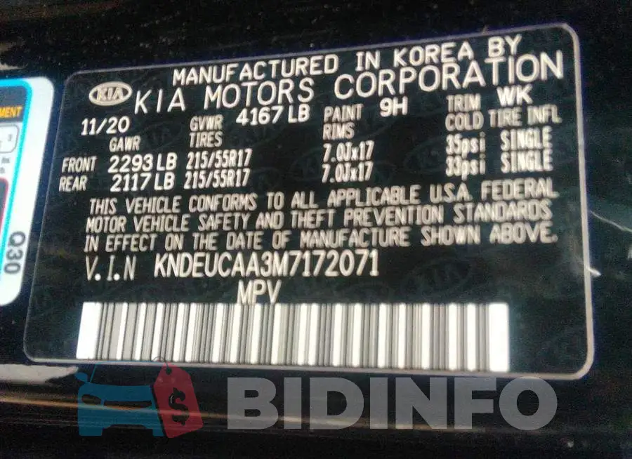 KNDEUCAA3M7172071 Photo# 9