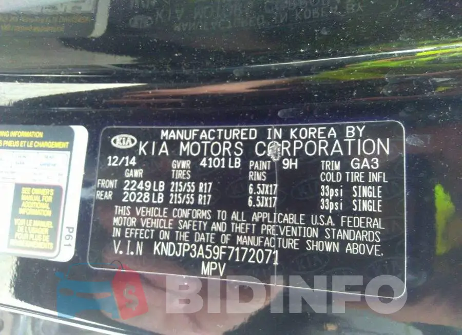 KNDJP3A59F7172071 Photo# 9