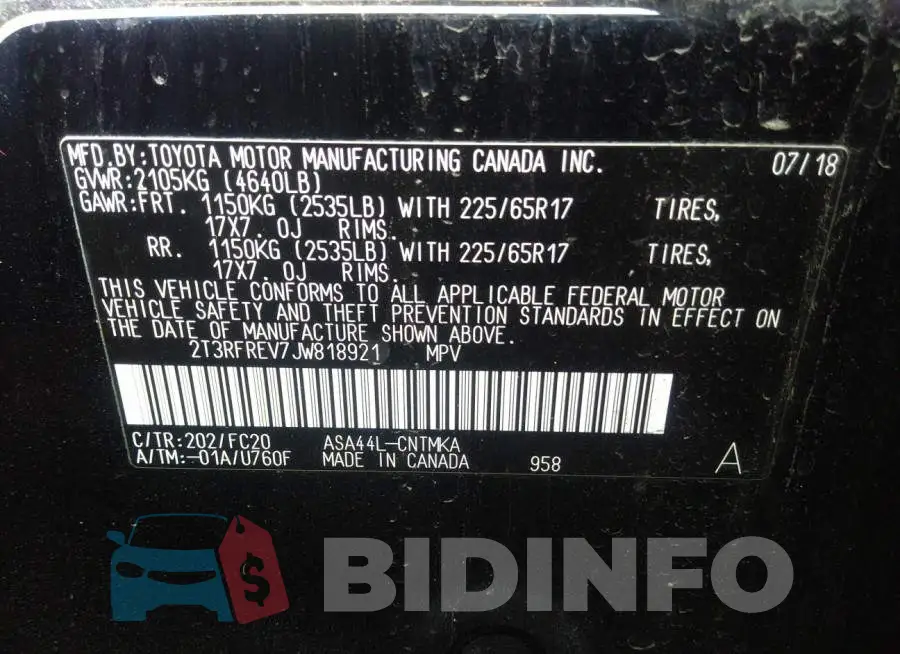 2T3RFREV7JW818921 Photo# 9