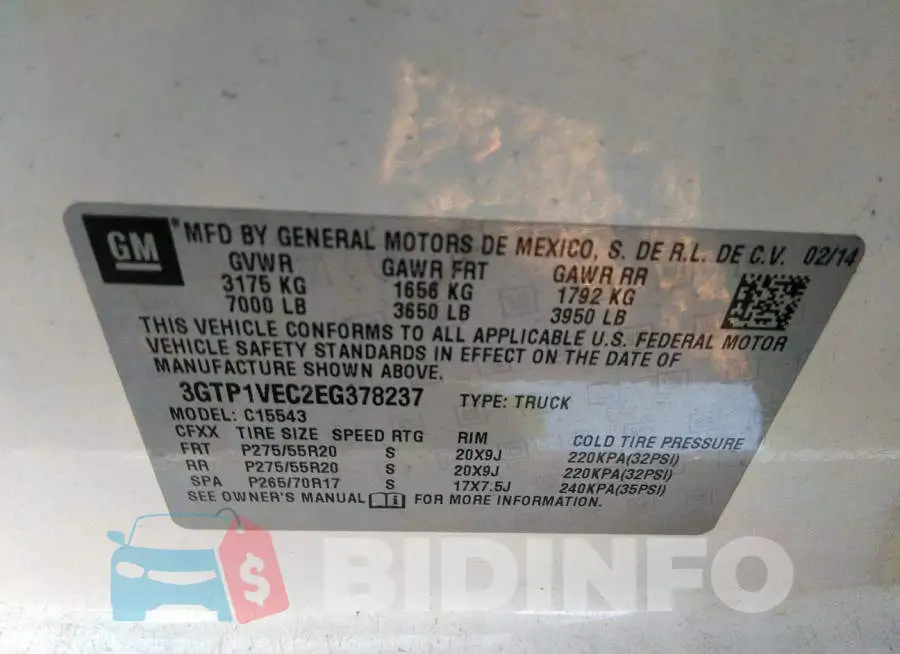 3GTP1VEC2EG378237 Photo# 9