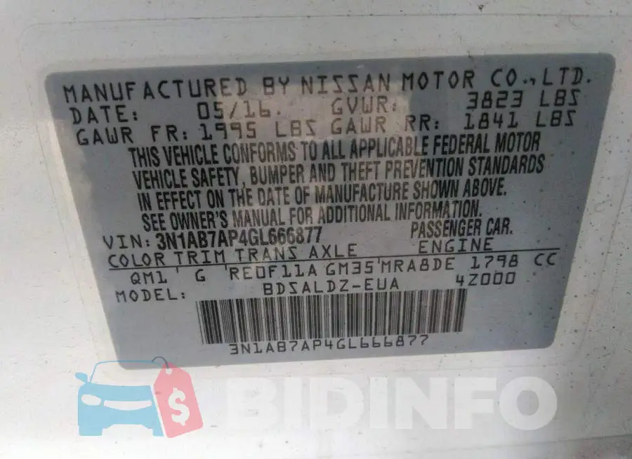 3N1AB7AP4GL666877 Photo# 9