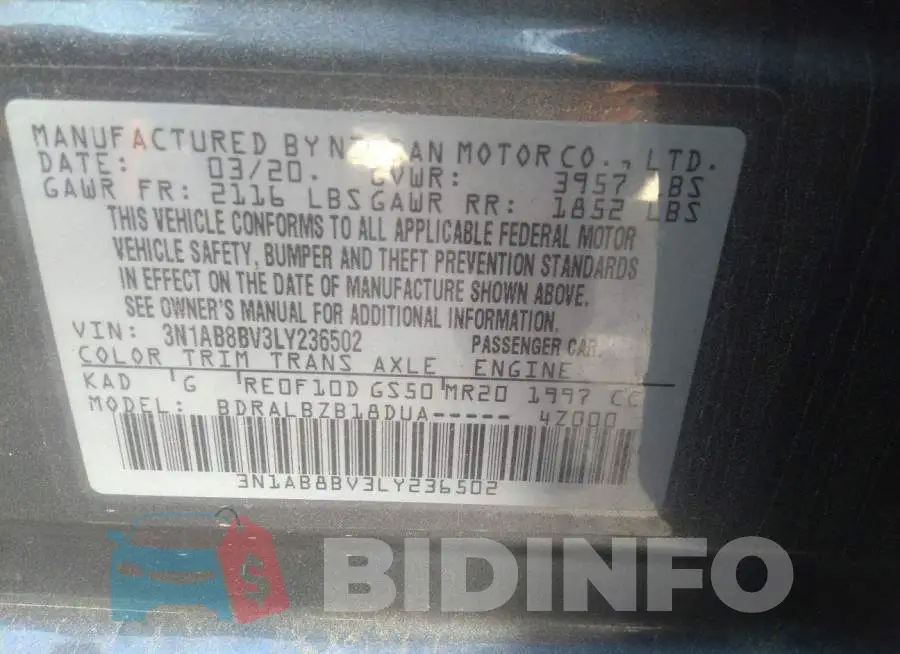 3N1AB8BV3LY236502 Photo# 9