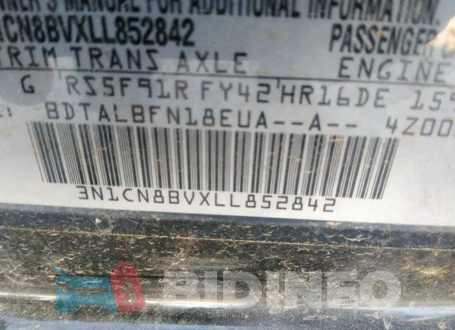 3N1CN8BVXLL852842 Photo# 9