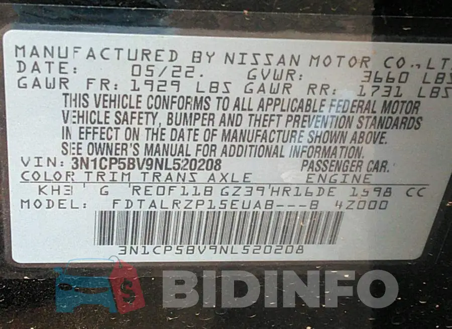 3N1CP5BV9NL520208 Photo# 9