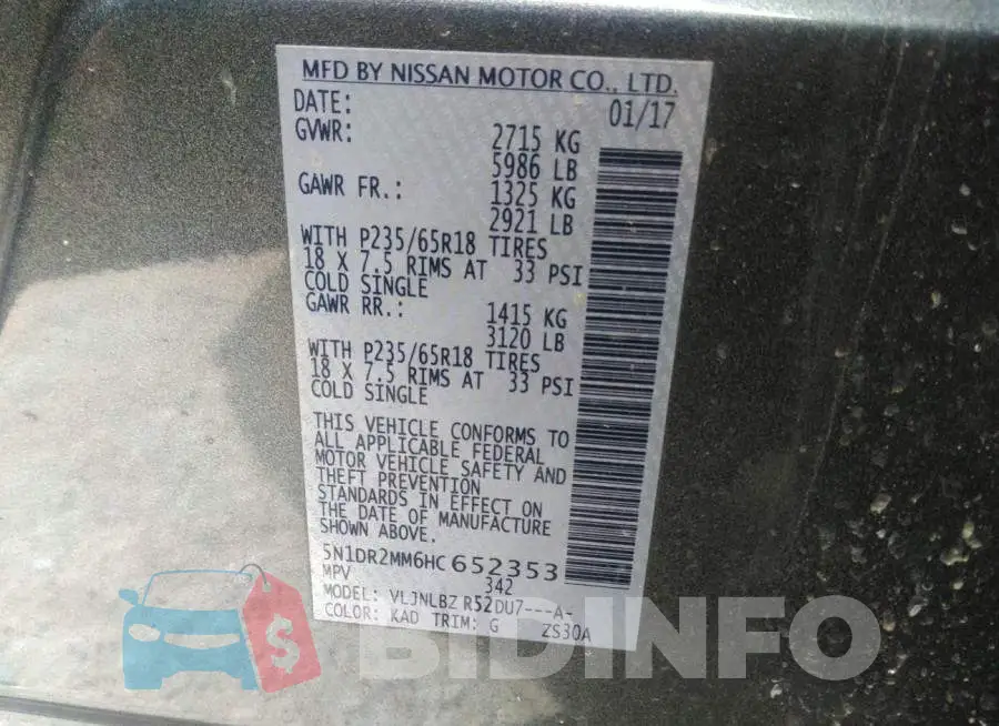 5N1DR2MM6HC652353 Photo# 9