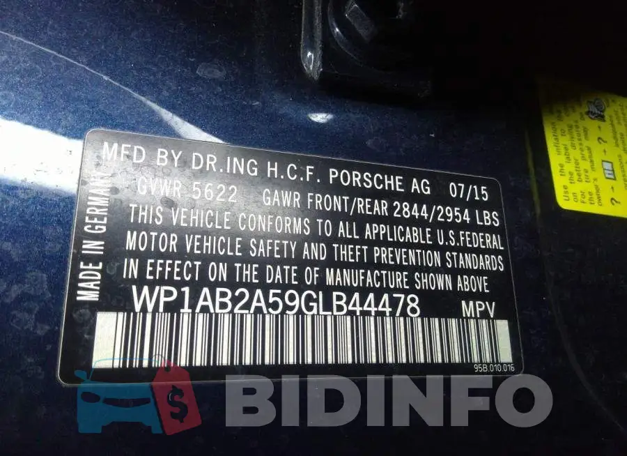 WP1AB2A59GLB44478 Photo# 9